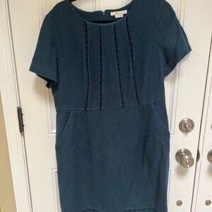 Boden Textured ric rack dark teal and navy dress